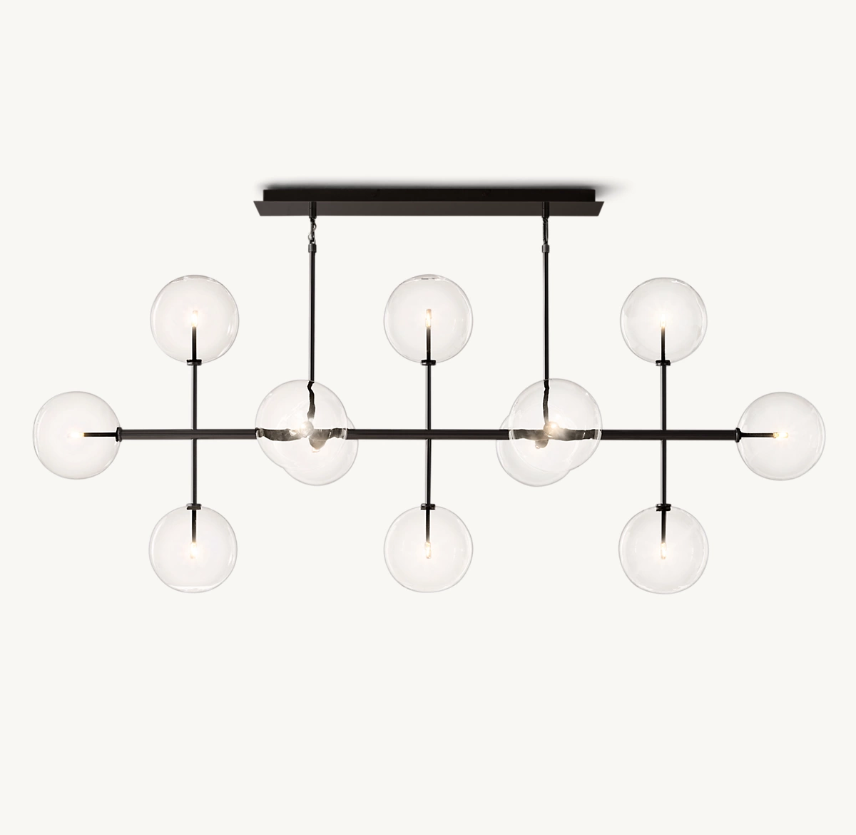 GLASS GLOBE MOBILE LINEAR CHANDELIER - Black