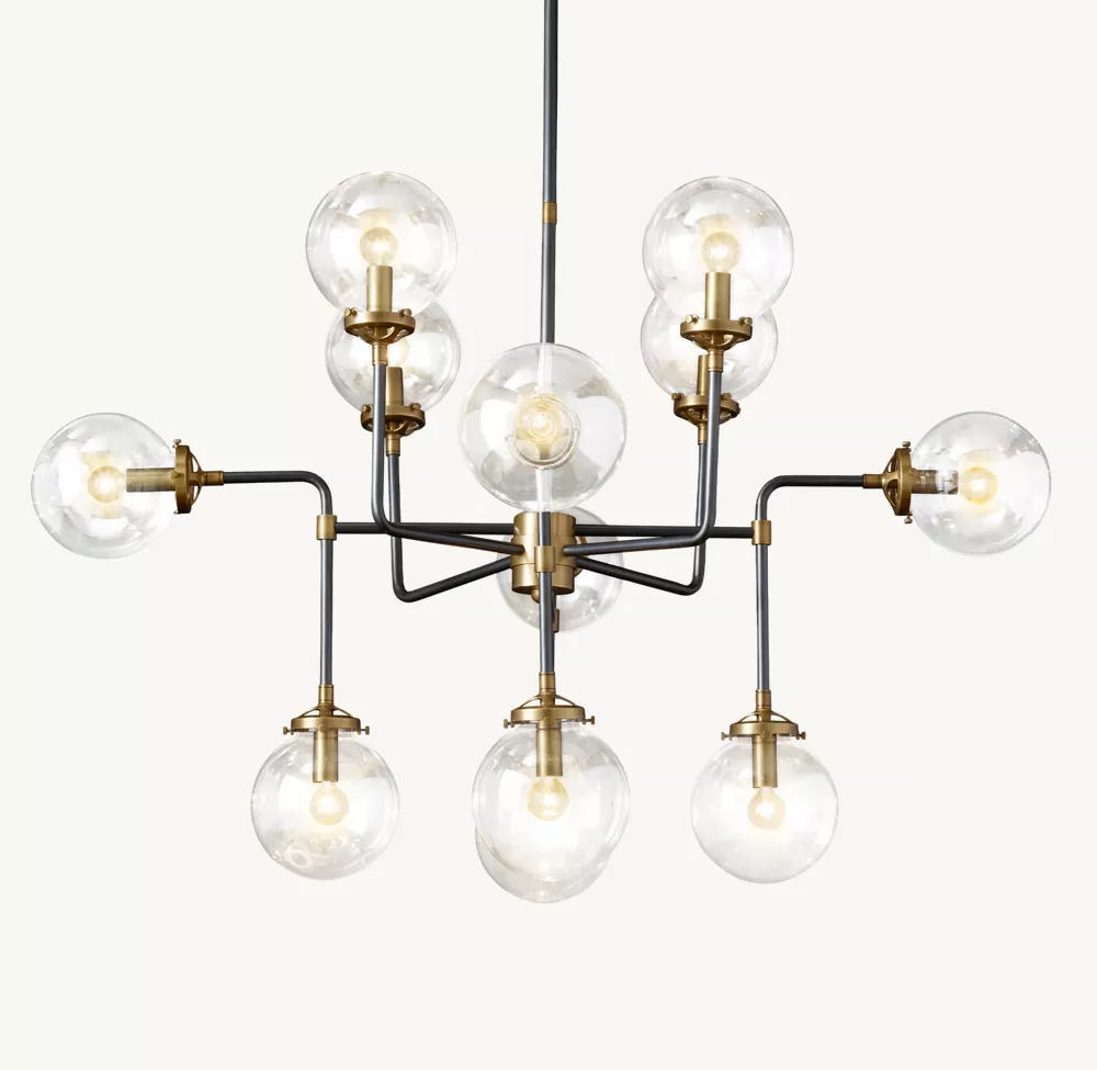 BISTRO GLOBE CLEAR GLASS CHANDELIER 42