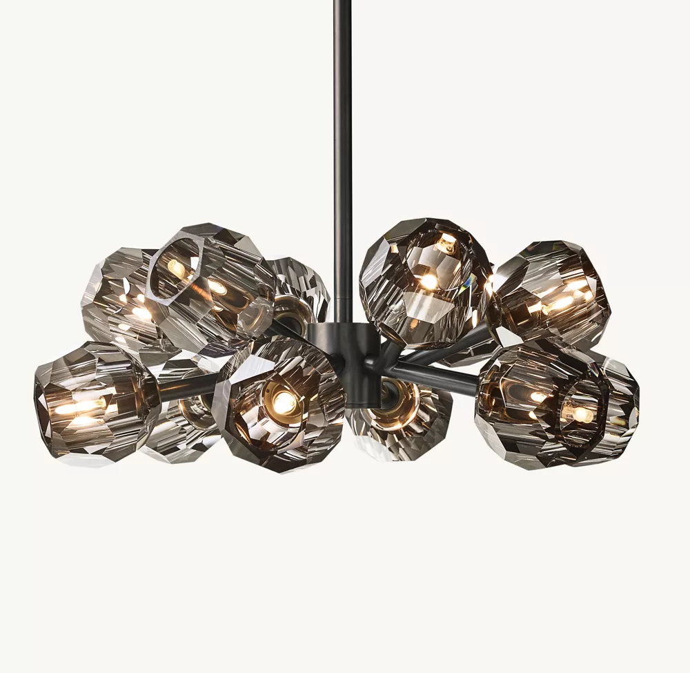 BOULE DE CRISTAL SMOKE GLASS ROUND CHANDELIER 24