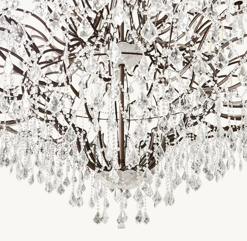 19TH C. ROCOCO IRON & CRYSTAL ROUND CHANDELIER 101