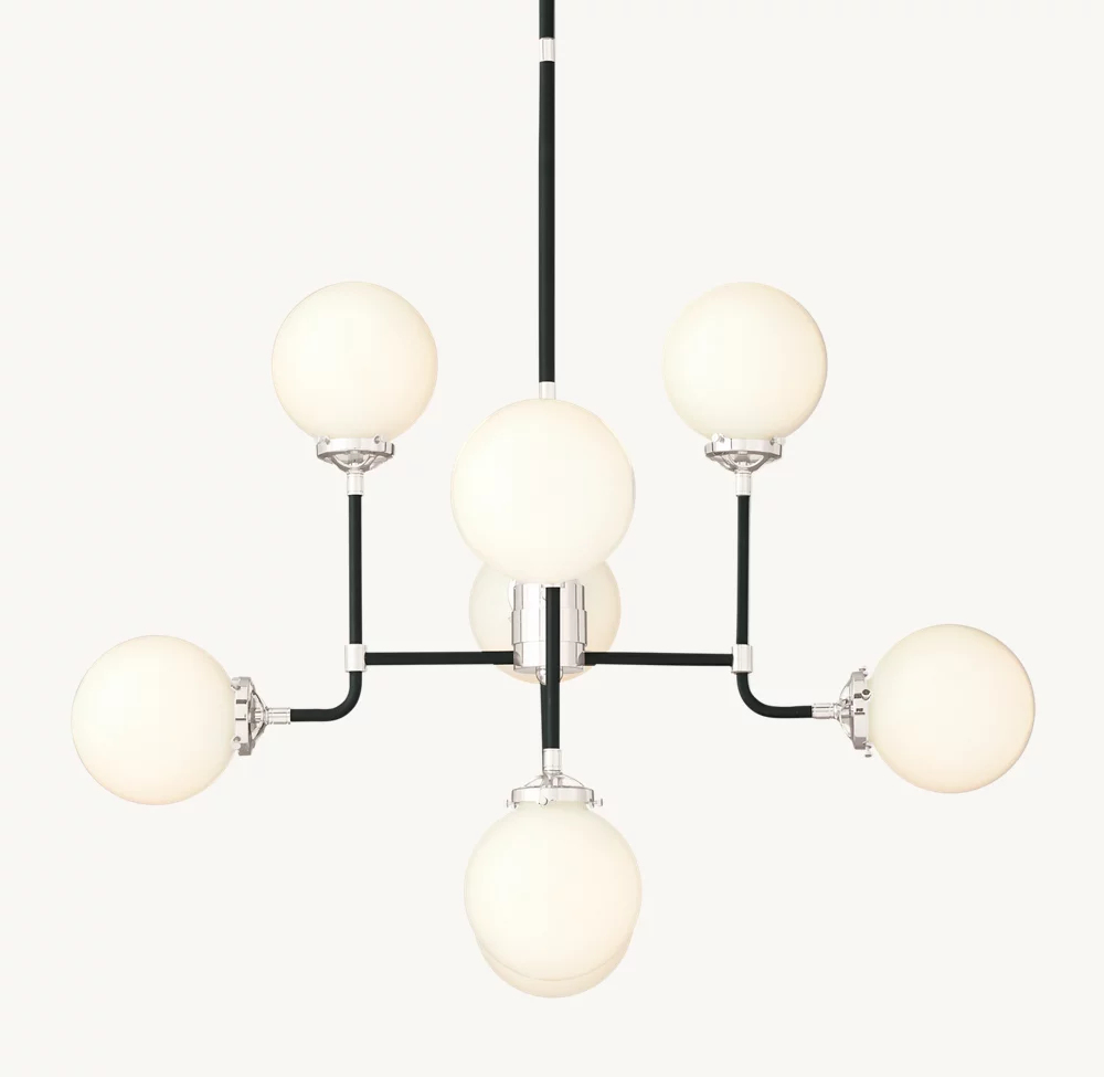 BISTRO GLOBE MILK GLASS CHANDELIER 34