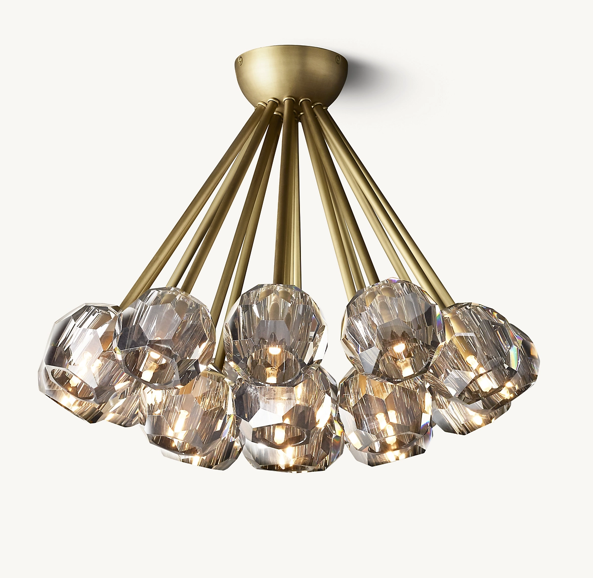 BOULE DE CRISTAL SMOKE GLASS FLUSHMOUNT 24