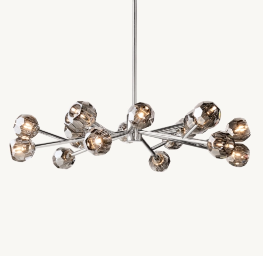 BOULE DE CRISTAL SMOKE GLASS ROUND CHANDELIER 48