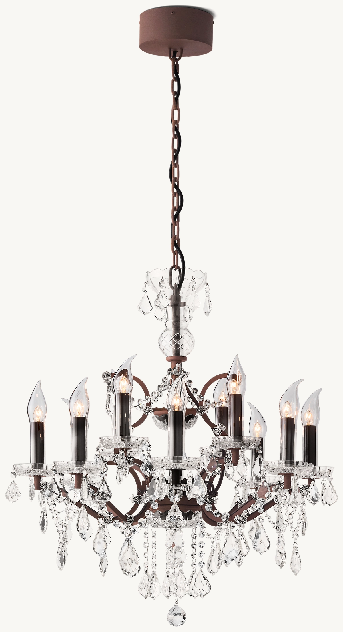 19TH C. ROCOCO IRON & CRYSTAL OUTDOOR CHANDELIER - Rustic Iron