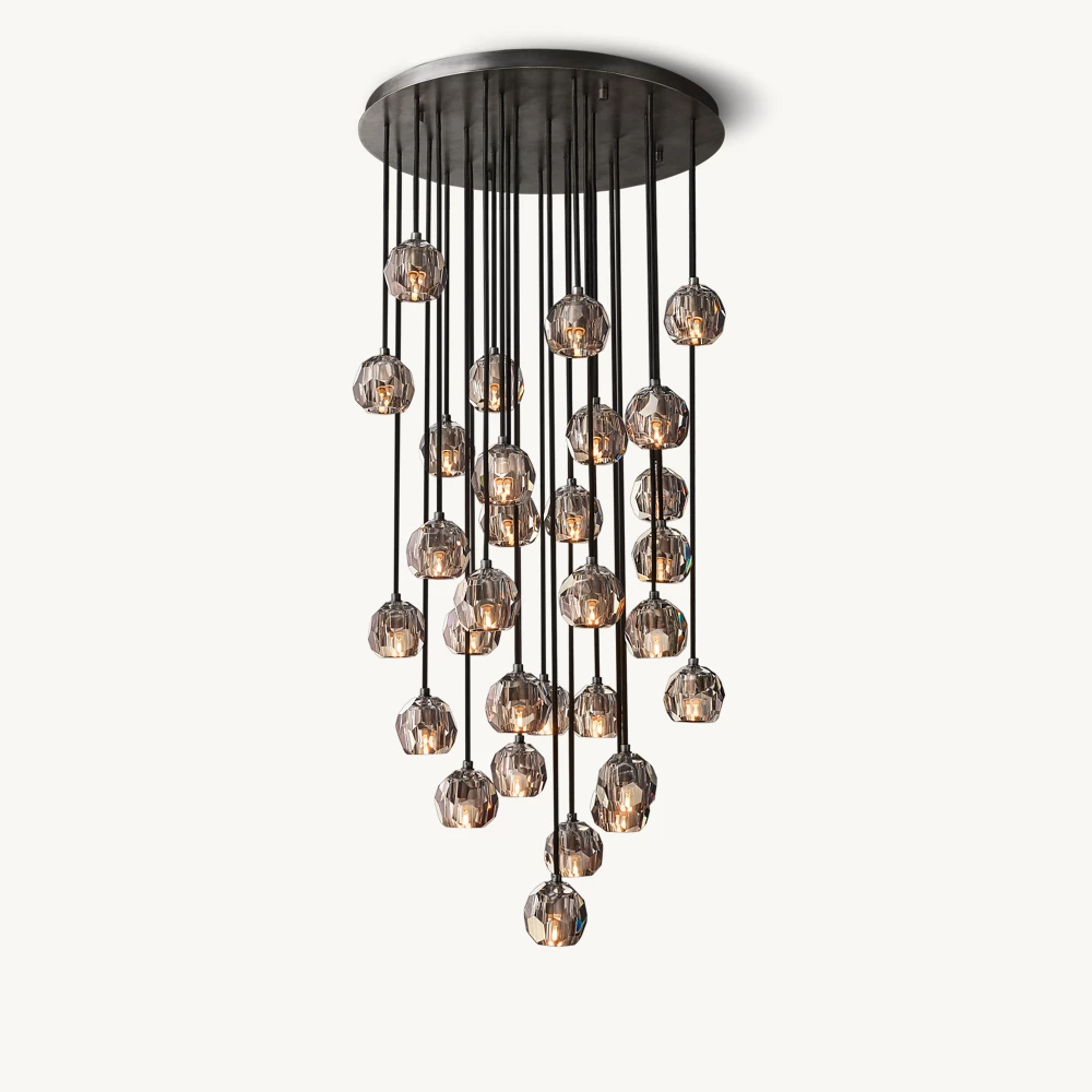 BOULE DE CRISTAL SMOKE GLASS ROUND CLUSTER CHANDELIER 30