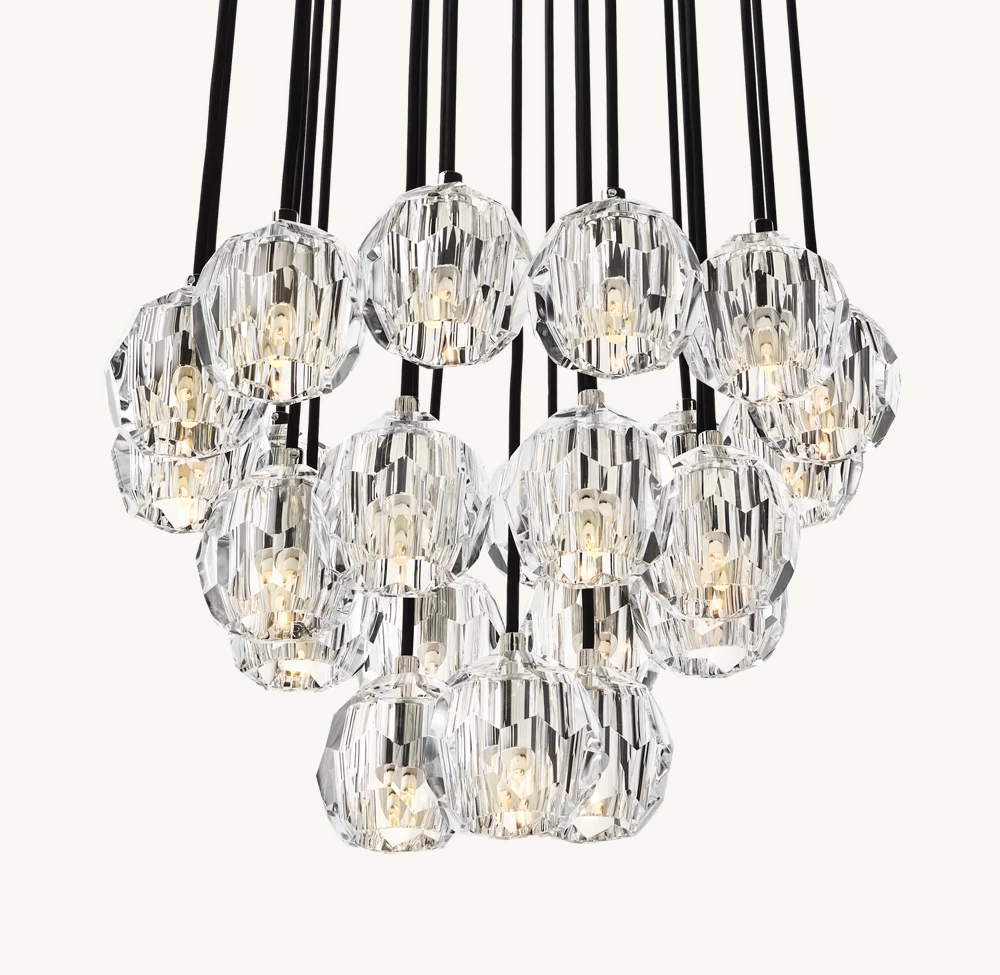 BOULE DE CRISTAL CLEAR GLASS ROUND CLUSTER CHANDELIER 24