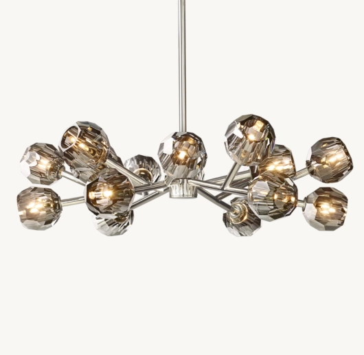 BOULE DE CRISTAL SMOKE GLASS ROUND CHANDELIER 36