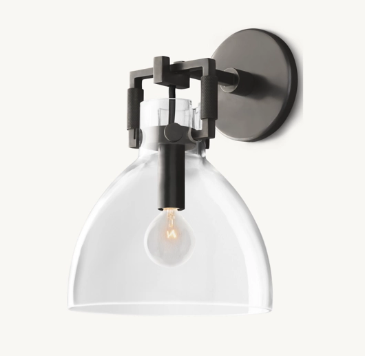 MACHINIST GLASS CLOCHE SCONCE 8