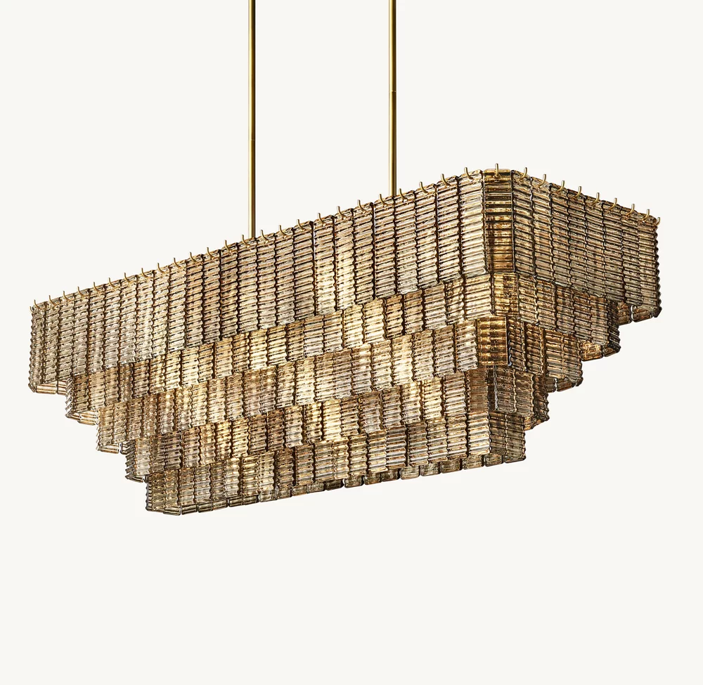SIRENE SMOKE GLASS RECTANGULAR CHANDELIER 59