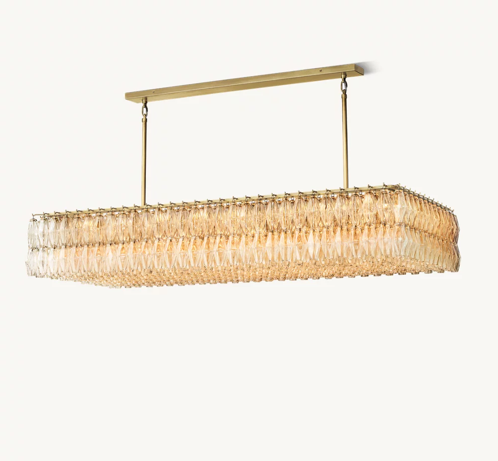CHIARA CLEAR GLASS RECTANGULAR CHANDELIER 74