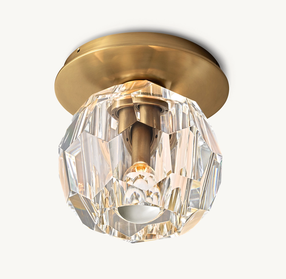 BOULE DE CRISTAL CLEAR GLASS PETITE FLUSHMOUNT - Lacquered Burnished Brass