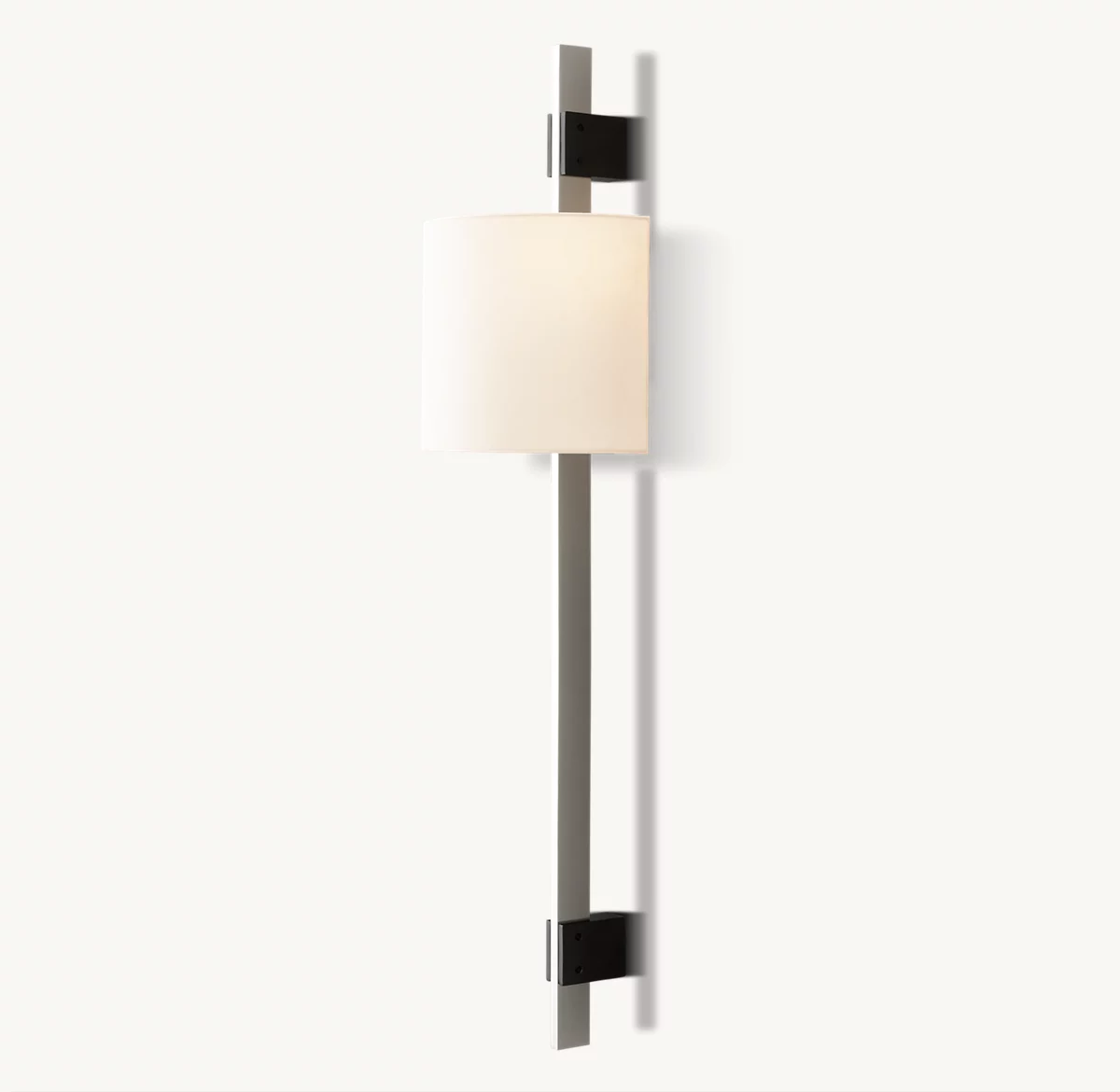 VELA RECTANGULAR BAR SCONCE - ROUND SHADE - Polished Nickel