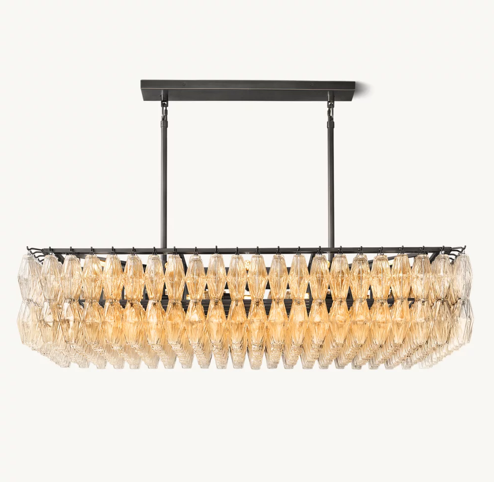 CHIARA CLEAR GLASS RECTANGULAR CHANDELIER 54