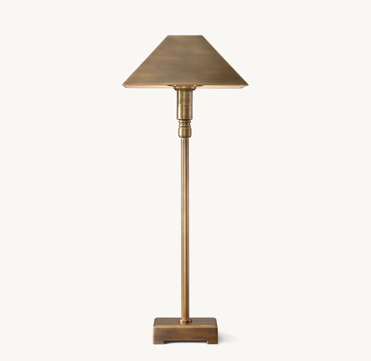 PYRAMID METAL SHADE TELESCOPING TABLE LAMP - Vintage Brass
