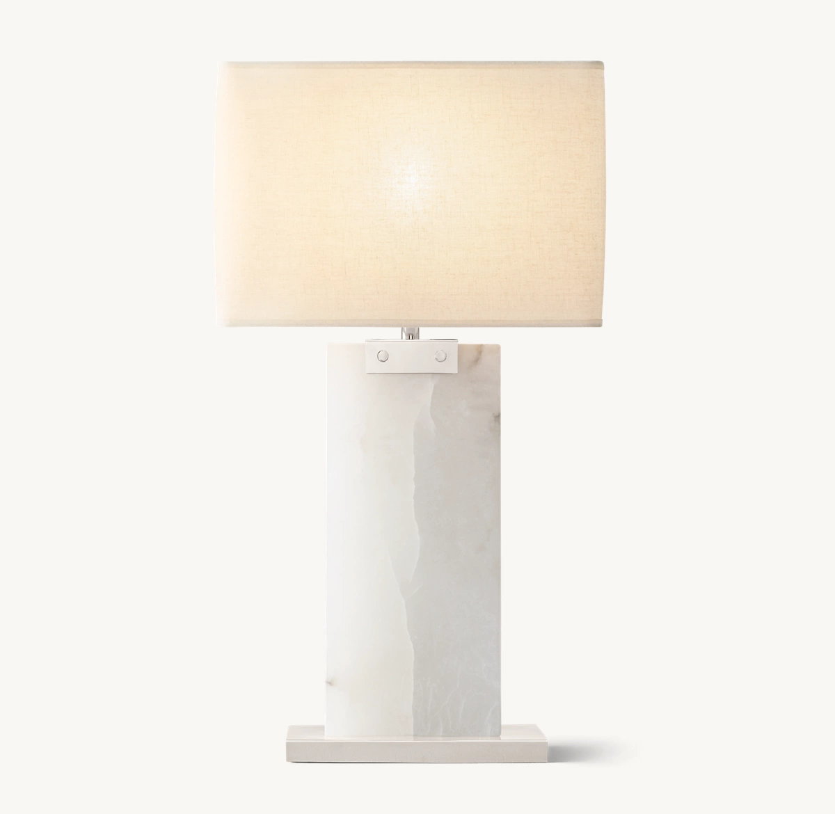 RECTANGULAR COLUMN ALABASTER TABLE LAMP - Polished Nickel