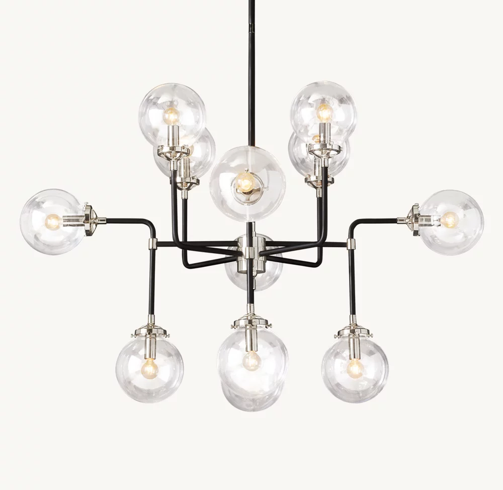 BISTRO GLOBE CLEAR GLASS CHANDELIER 42