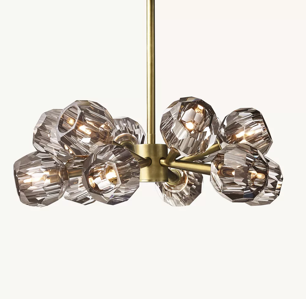 BOULE DE CRISTAL SMOKE GLASS ROUND CHANDELIER 24