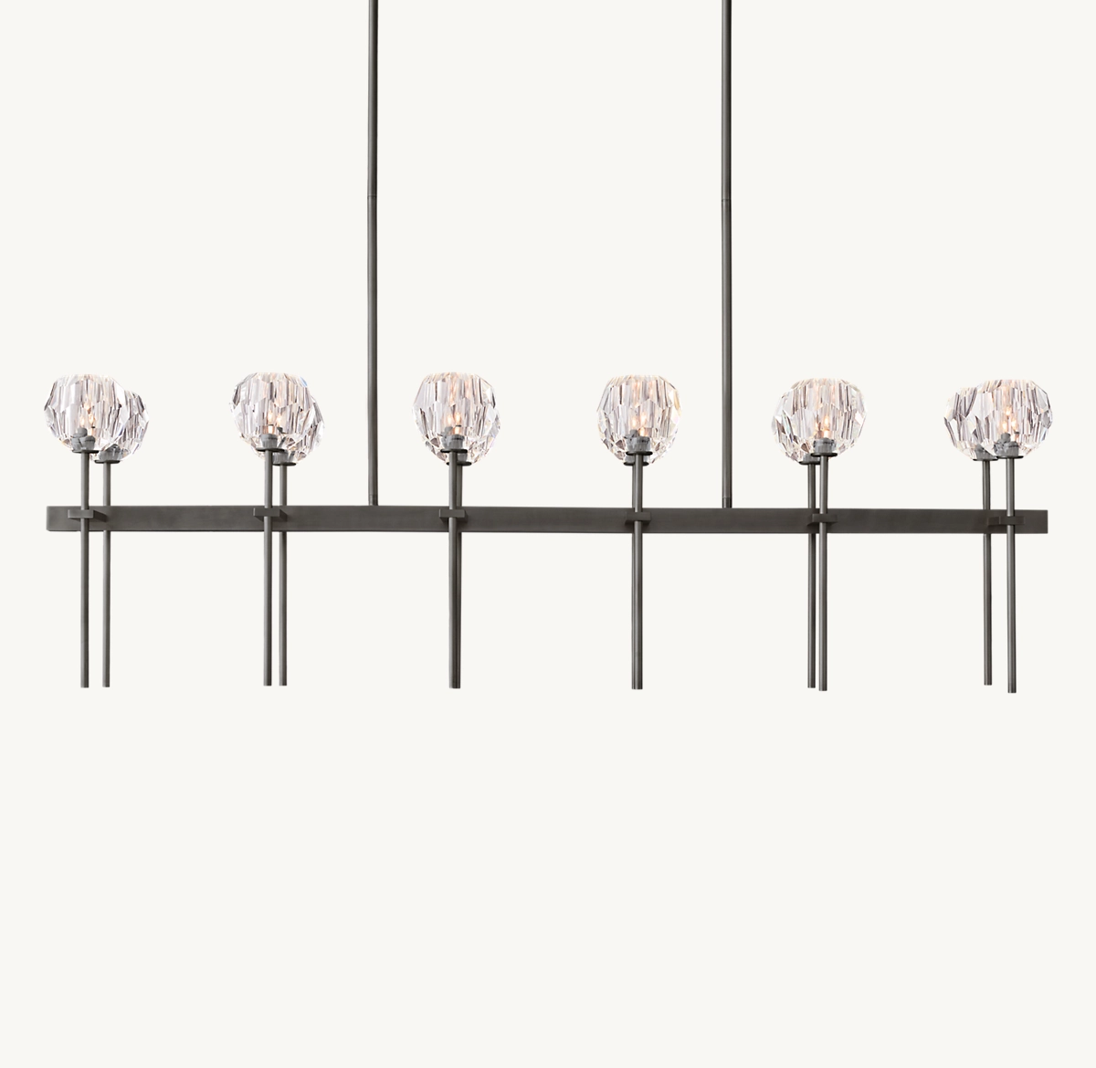 BOULE DE CRISTAL CLEAR GLASS DOUBLE LINEAR CHANDELIER 60