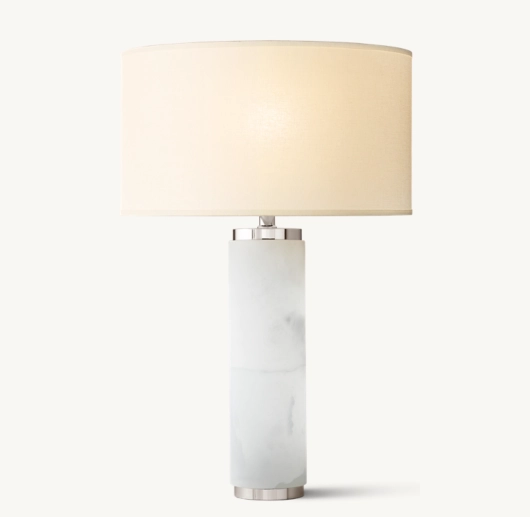 CYLINDRICAL COLUMN ALABASTER TABLE LAMP