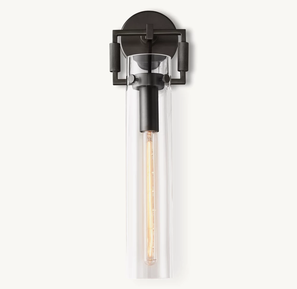 MACHINIST GLASS CYLINDER SCONCE 16