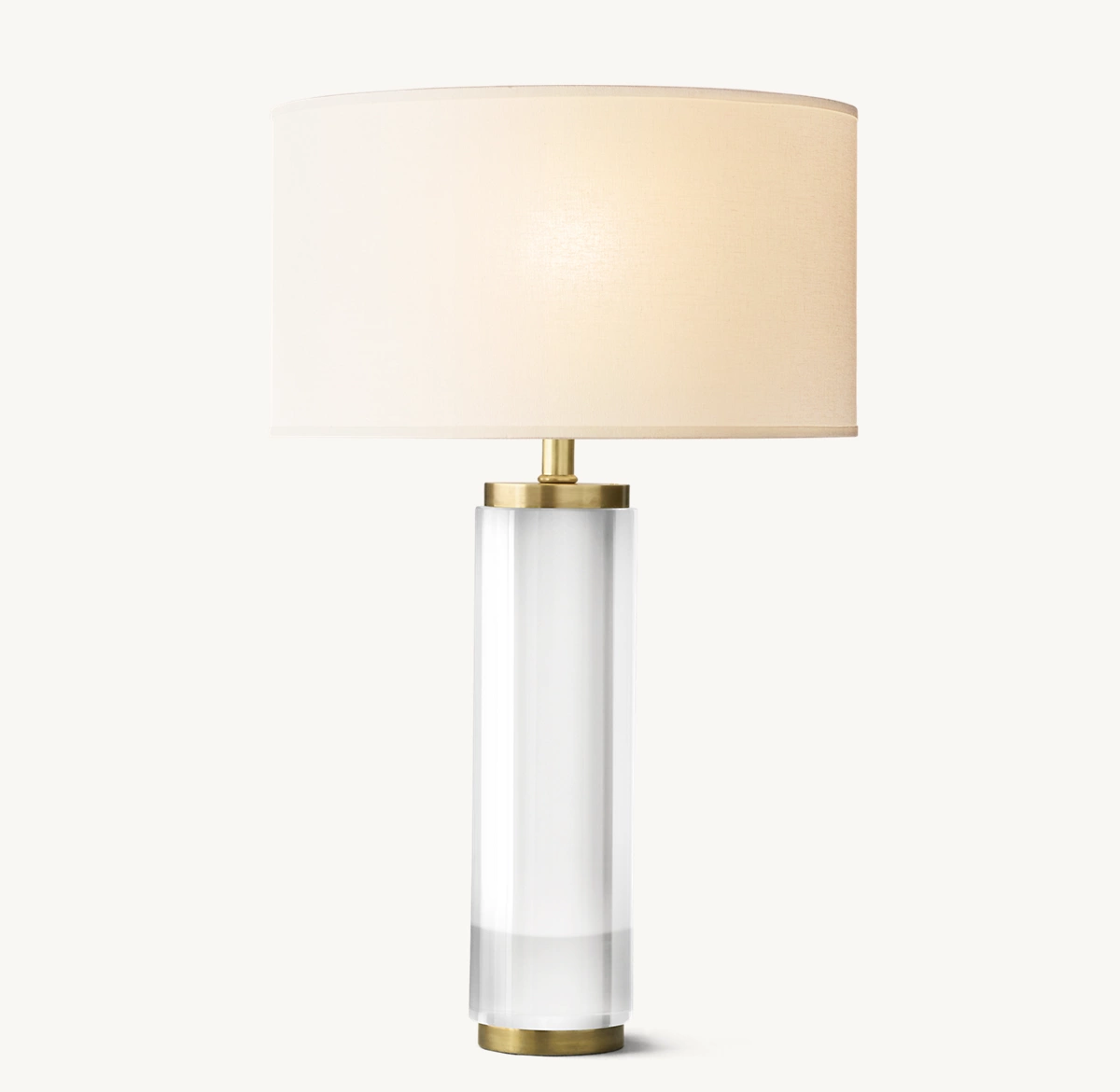 CYLINDRICAL COLUMN CRYSTAL TABLE LAMP - Lacquered Burnished Brass