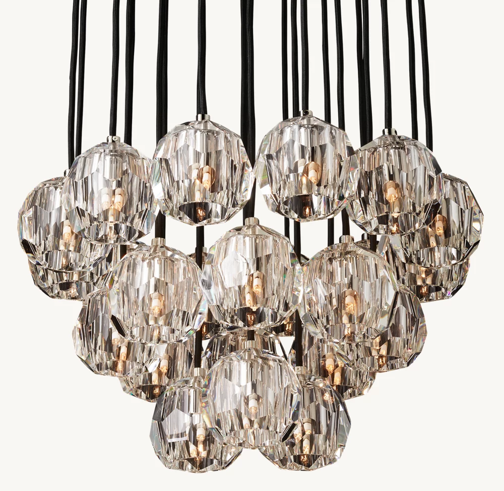 BOULE DE CRISTAL CLEAR GLASS ROUND CLUSTER CHANDELIER 24