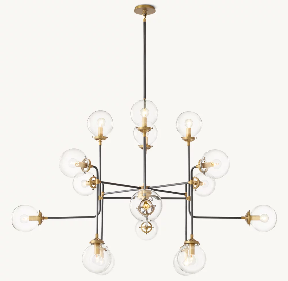 BISTRO GLOBE CLEAR GLASS CHANDELIER 56