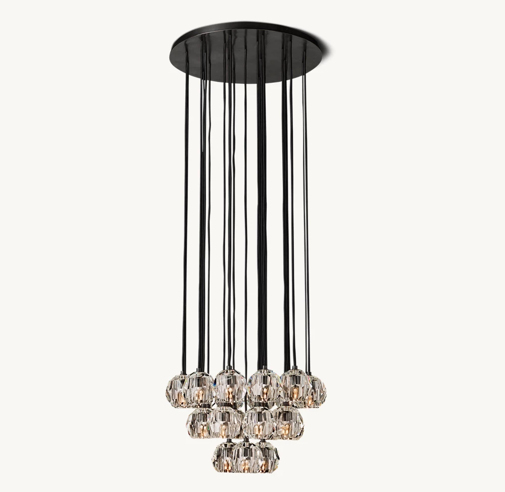 BOULE DE CRISTAL CLEAR GLASS ROUND CLUSTER CHANDELIER 24