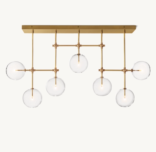 GLASS GLOBE MOBILE LINEAR CHANDELIER 60