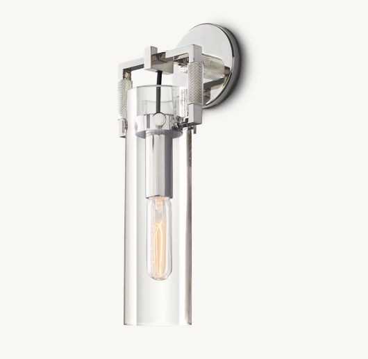 MACHINIST GLASS CYLINDER SCONCE 12