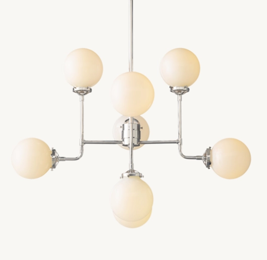 BISTRO GLOBE MILK GLASS CHANDELIER 34