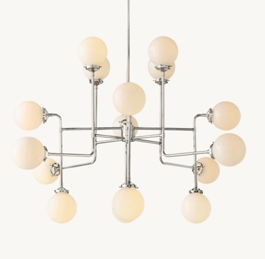 BISTRO GLOBE MILK GLASS CHANDELIER 56