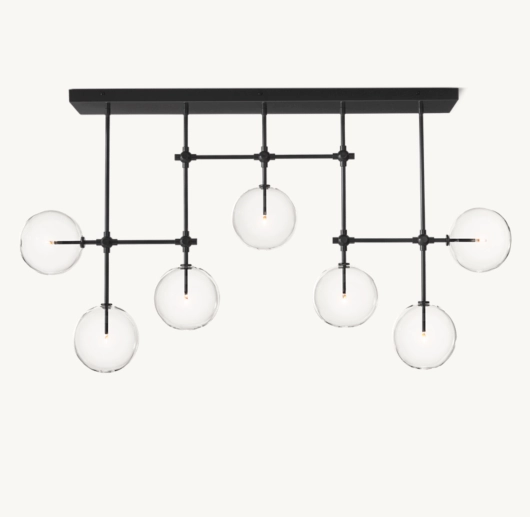 GLASS GLOBE MOBILE LINEAR CHANDELIER 60