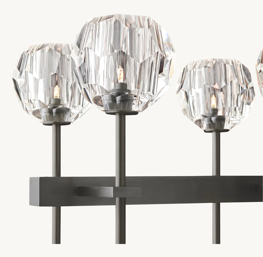 BOULE DE CRISTAL CLEAR GLASS DOUBLE LINEAR CHANDELIER 60