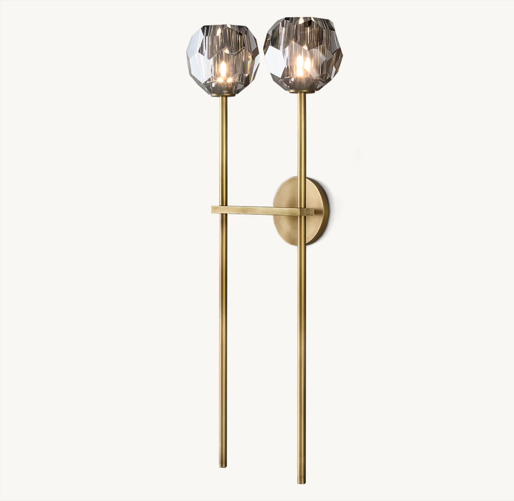 BOULE DE CRISTAL SMOKE GLASS GRAND DOUBLE SCONCE - Image 1