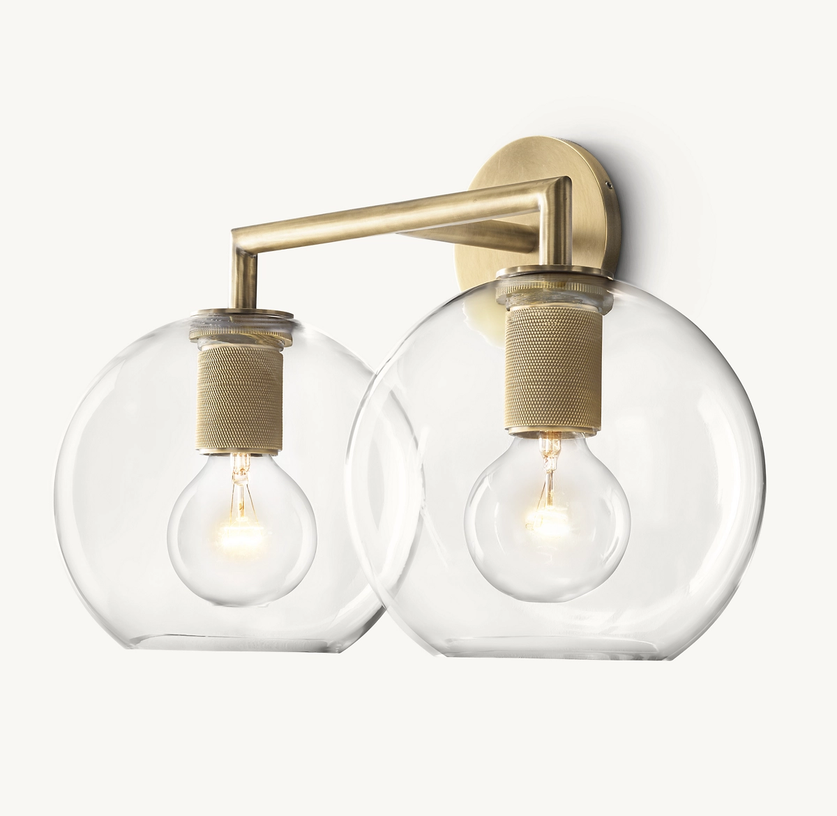 UTILITAIRE GLOBE SHADE DOUBLE SCONCE - Lacquered Burnished Brass