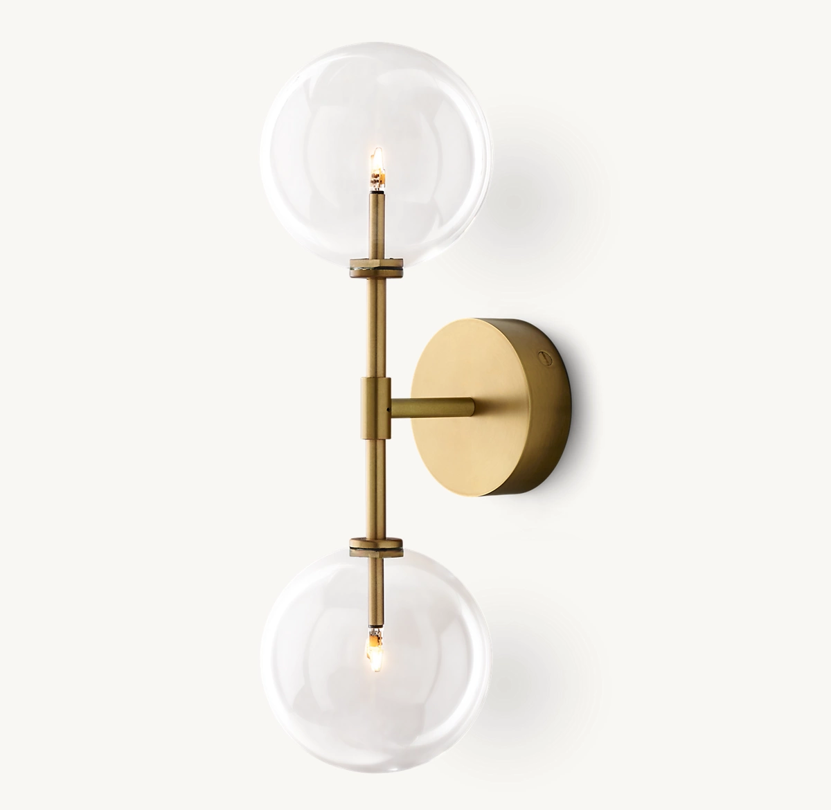 GLASS GLOBE LINEAR SCONCE - Lacquered Burnished Brass