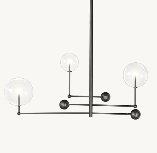 GLASS GLOBE MOBILE THREE-ARM CHANDELIER 46