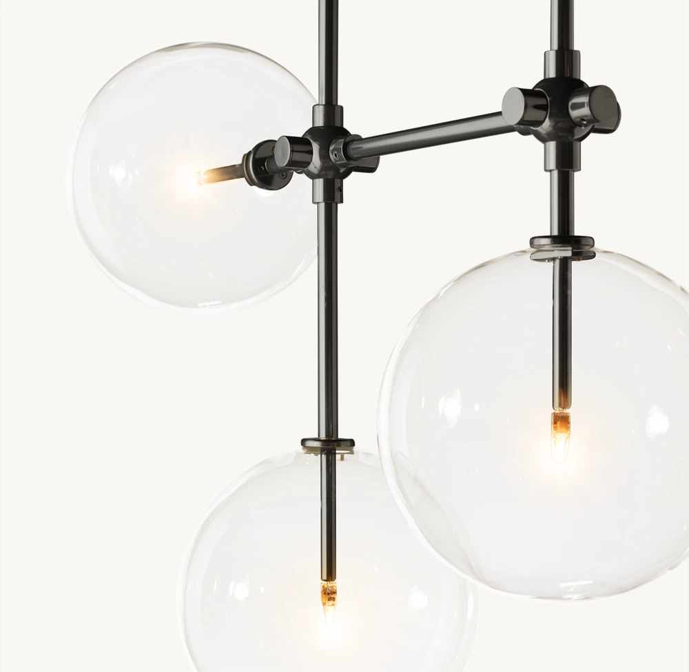 GLASS GLOBE MOBILE LINEAR CHANDELIER 60