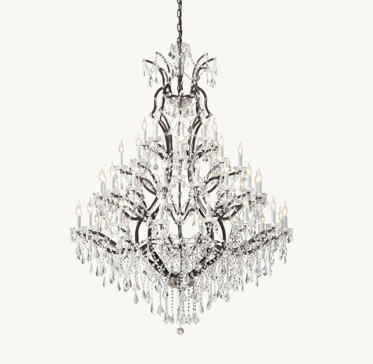 19TH C. ROCOCO IRON & CRYSTAL ROUND CHANDELIER 60