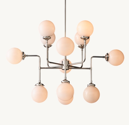 BISTRO GLOBE MILK GLASS CHANDELIER 42