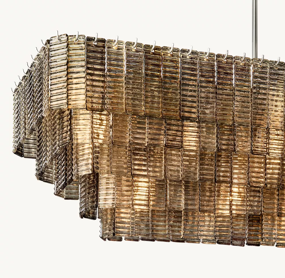 SIRENE SMOKE GLASS RECTANGULAR CHANDELIER 77