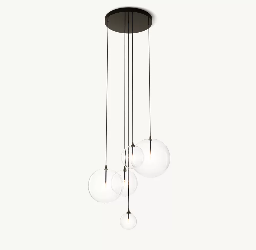 GLASS GLOBE MOBILE CLUSTER CHANDELIER 28