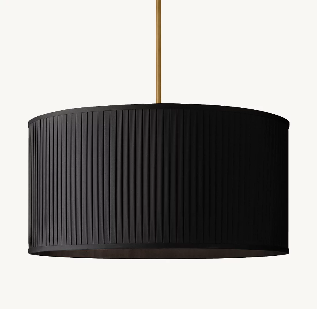 REED BLACK PLEATED DRUM PENDANT - Finish Options, Fabric Options
