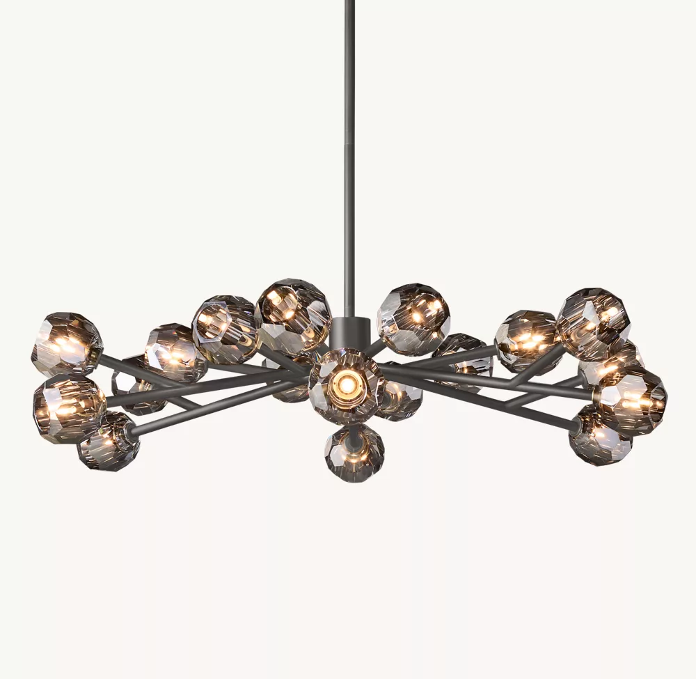 BOULE DE CRISTAL SMOKE GLASS ROUND CHANDELIER 48