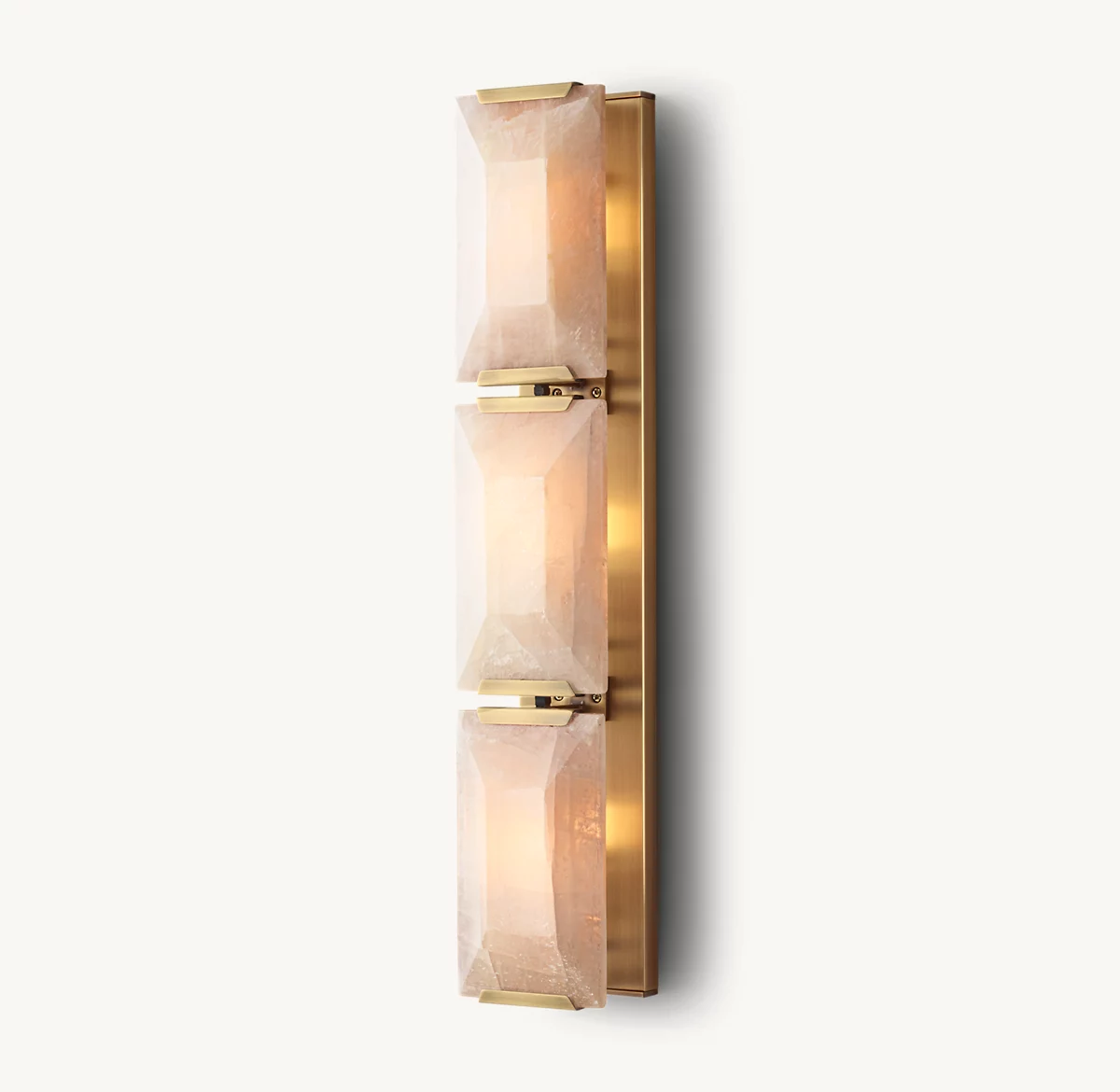 HARLOW CALCITE TRIPLE SCONCE - Lacquered Burnished Brass