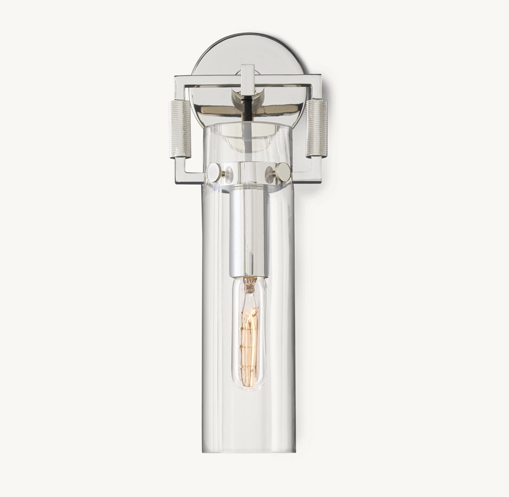 MACHINIST GLASS CYLINDER SCONCE 12