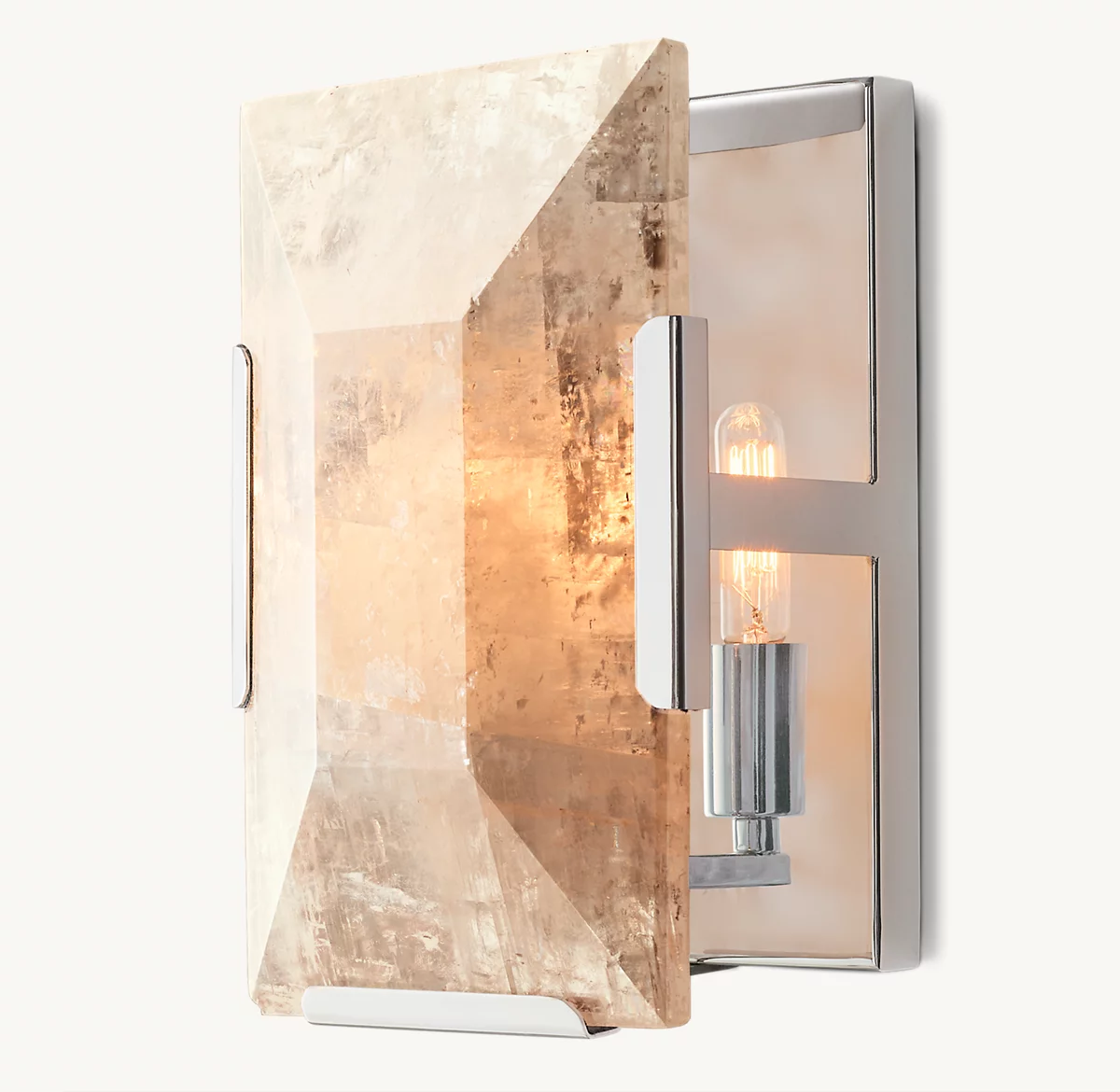 HARLOW CALCITE SCONCE - Polished Stainless Steel