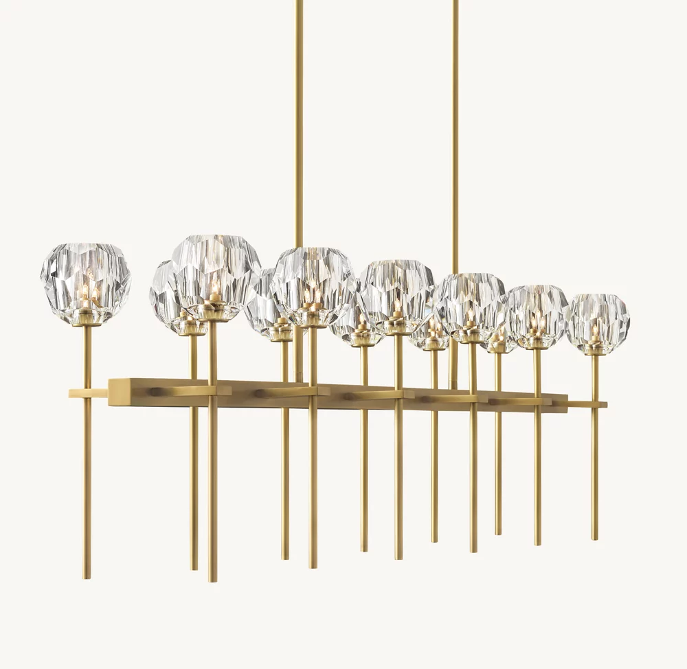BOULE DE CRISTAL CLEAR GLASS DOUBLE LINEAR CHANDELIER 60