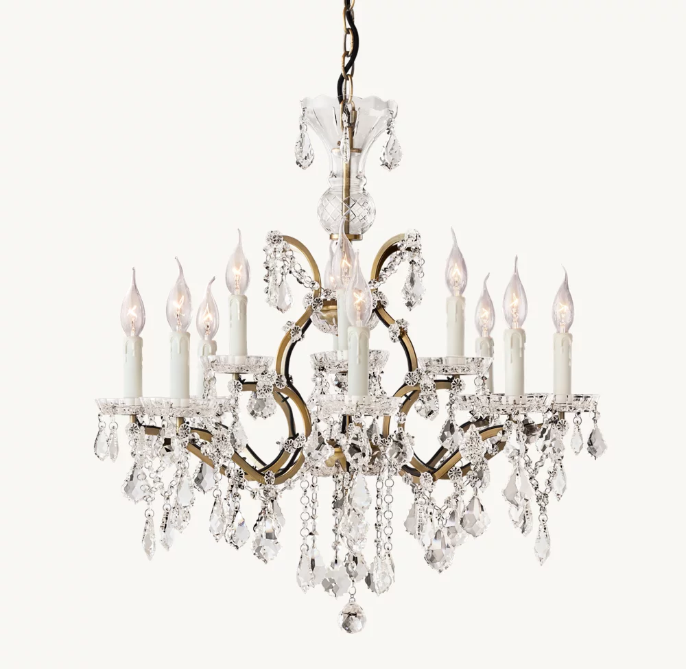 19TH C. ROCOCO IRON & CRYSTAL ROUND CHANDELIER 28